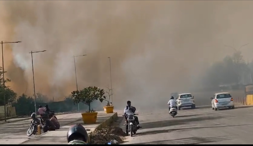 नोएडा: उद्यानिकी डंपिंग साइट पर भीषण आग, कई किलोमीटर तक उठा धुआं, दमकल की गाड़ियां मौके पर