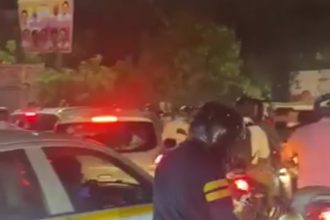 "People stuck in traffic jam near Hindon Airforce Roundabout Ghaziabad"